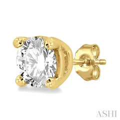 3/8 ctw Round Cut Diamond Stud Earring in 14K Yellow Gold