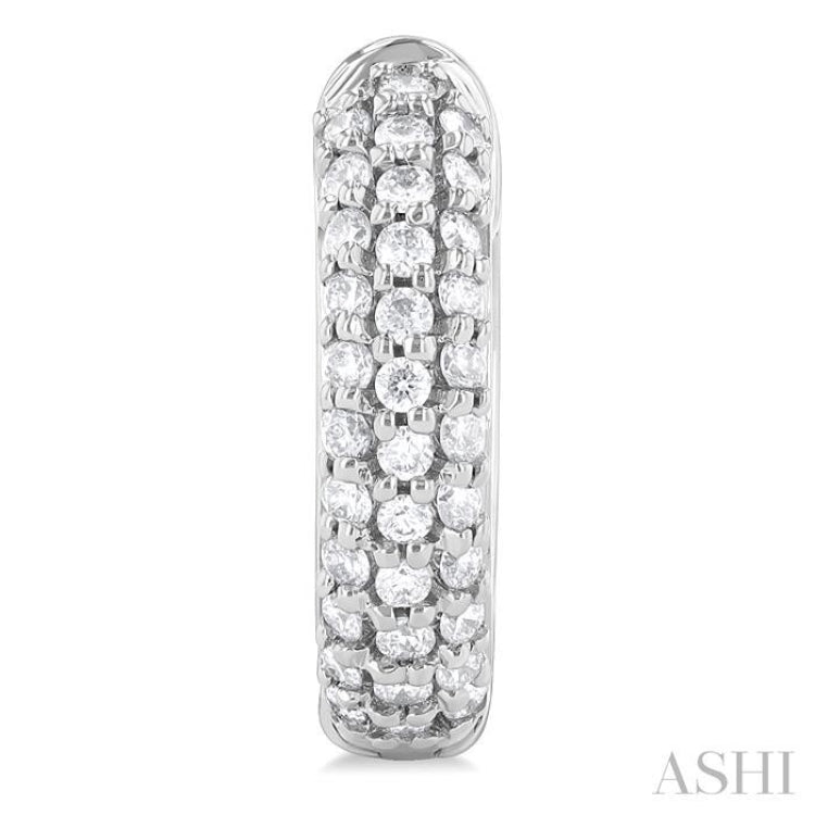 1/2 Ctw Triple Row Round Cut Diamond Fashion Huggies in 14K White Gold
