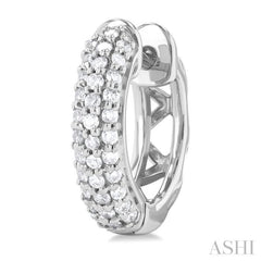 1/2 Ctw Triple Row Round Cut Diamond Fashion Huggies in 14K White Gold
