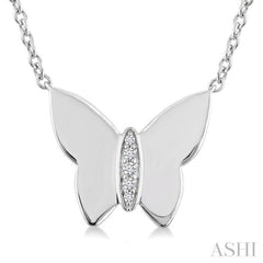 1/20 Ctw Butterfly Single Cut Diamond Fashion Pendant With Chain in Sterling Silver