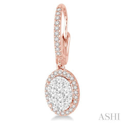 1 ctw Oval Shape Diamond Lovebright Earrings in 14K Rose and White Gold