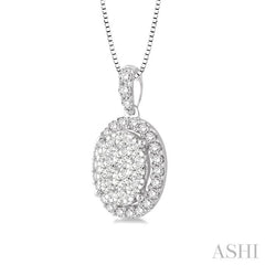 1/3 Ctw Oval Shape Diamond Lovebright Pendant in 14K White Gold with Chain