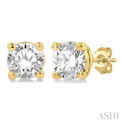 1/2 Ctw Round Cut Diamond Stud Earrings in 14K Yellow Gold