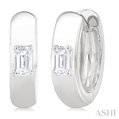 1/6 Ctw Octagon Shape Diamond Petite Huggie Earrings in 10K White Gold