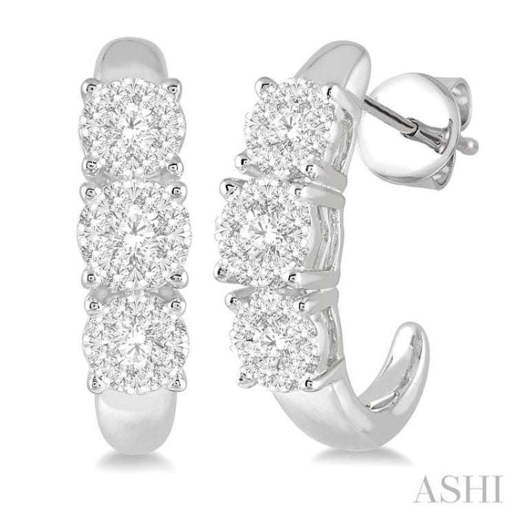 1/2 ctw Lovebright Round Cut Diamond Earrings in 14K White Gold