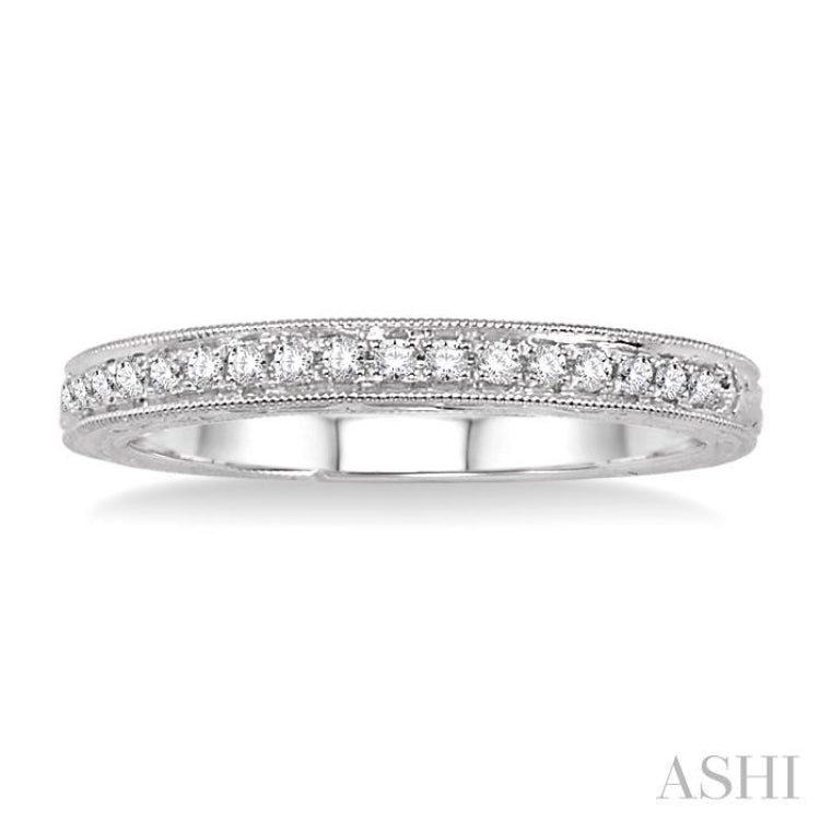 1/8 Ctw Round Cut Diamond Wedding Band in 14K White Gold