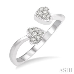 1/10 Ctw Heart Accent Open-Ended Round Cut Diamond Ladies Ring in 10K White Gold