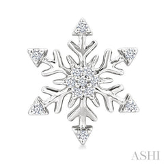 1/10 Ctw Petite Snowflake Round Cut Diamond Halo Fashion Stud Earrings in 10K White Gold