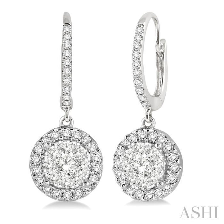 3/8 ctw Round Cut Diamond Lovebright Earrings in 14K White Gold