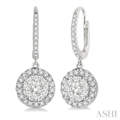 3/8 ctw Round Cut Diamond Lovebright Earrings in 14K White Gold