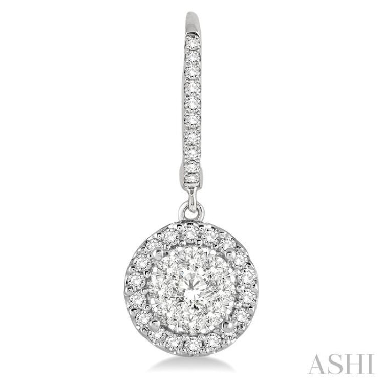 3/8 ctw Round Cut Diamond Lovebright Earrings in 14K White Gold