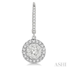 3/8 ctw Round Cut Diamond Lovebright Earrings in 14K White Gold