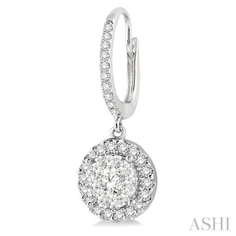 3/8 ctw Round Cut Diamond Lovebright Earrings in 14K White Gold