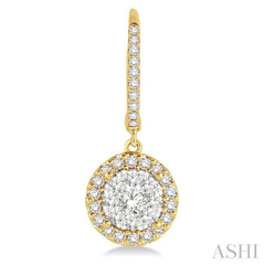 3/8 ctw Round Cut Diamond Lovebright Earrings in 14K Yellow and White Gold