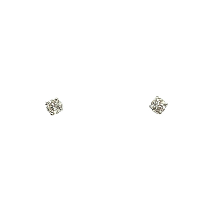 APPRAISED $300- 14KT White Gold 4 Prong Round Brilliant Diamond Studs -T-.22CT