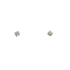 APPRAISED $300- 14KT White Gold 4 Prong Round Brilliant Diamond Studs -T-.22CT