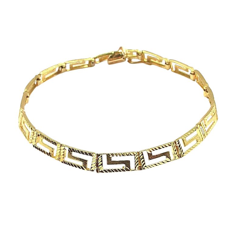 APPRAISED $1250- 14KT Yellow Gold 7" In Length Greek Key Bracelet 