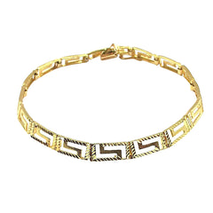 APPRAISED $1250- 14KT Yellow Gold 7" In Length Greek Key Bracelet 