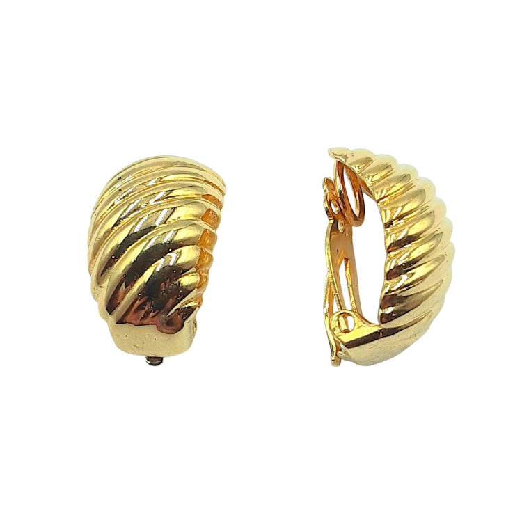 APPRAISED $1500- 14KT Yellow Gold Oval Ribbed Earrings