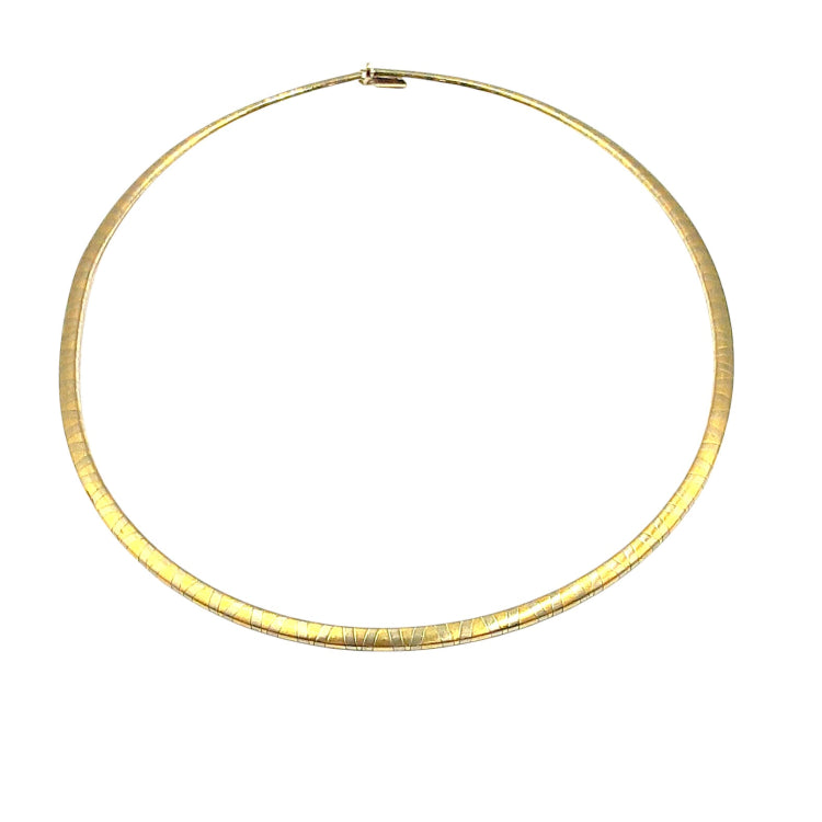 APPRAISED $5300- 14KT Two-Toned 4MM Omega Necklace with a Satin Finish