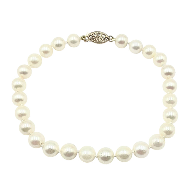 APPRAISED $500- 14KT Yellow Gold 7" Bracelet with 6MM Cultured Pearls