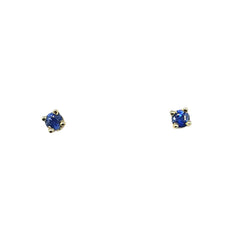 APPRAISED $375- 14KT Yellow Gold 4 Prong Set Studs with 2 Round Sapphires (3MM) -T-.28CT