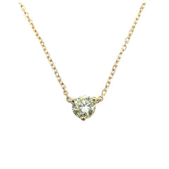 APPRAISED $1300- 14KT Yellow Gold 18" Anchor Link Chain with 1 Round Brilliant Diamond -T-.36CT Set in a 3 Prong Setting