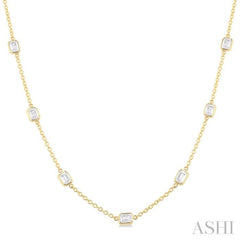 3 Ctw Emerald Cut Diamond Fashion Necklace in 14K Yellow Gold