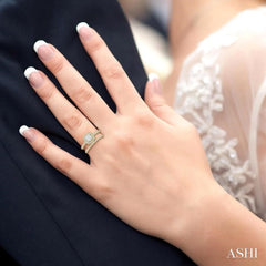 1/2 Ctw Diamond Wedding Set With 3/8 Ctw Princess Cut Engagement Ring in Yellow and White Gold and 1/10 Ctw Wedding Band in 14K Yellow Gold