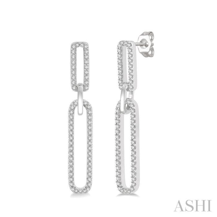 1/3 Ctw Paperclip Round Cut Diamond Earring in 14K White Gold