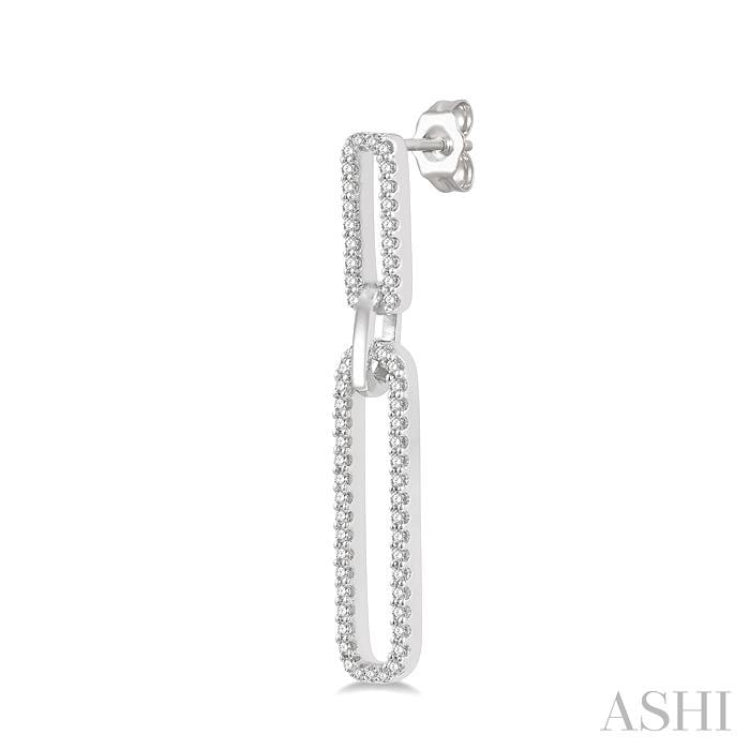 1/3 Ctw Paperclip Round Cut Diamond Earring in 14K White Gold