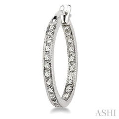 1/4 Ctw Round Cut Diamond Hoop Earrings in 14K White Gold
