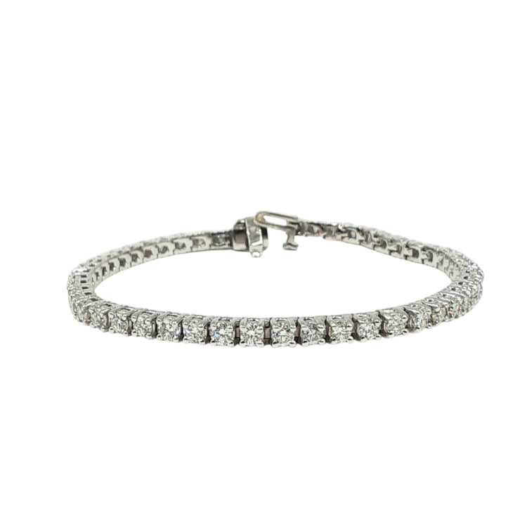 APPRAISED $10,700- 14KT White Gold Tennis Bracelet with 50 Round Brilliant Diamonds -T-4.35CT