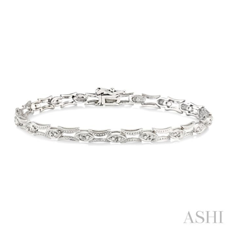 1/3 Ctw Marquise Shape Single Cut Diamond Link Bracelet in 14K White Gold