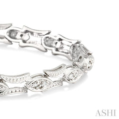1/3 Ctw Marquise Shape Single Cut Diamond Link Bracelet in 14K White Gold