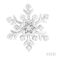 1/10 Ctw Petite Snowflake Round Cut Diamond Fashion Stud Earring in 10K White Gold