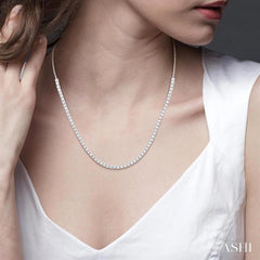 1 Ctw Round Cut Diamond Halfway Tennis Necklace in 14K White Gold