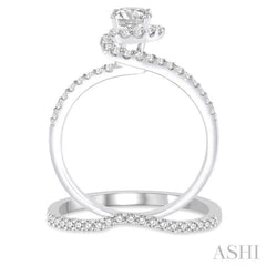 3/4 Ctw Diamond Wedding Set with 1/2 Ctw Round Cut Engagement Ring and 1/6 Ctw Wedding Band in 14K White Gold