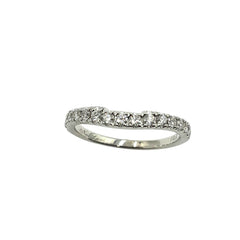 APPRAISED $1000- 14KT White Gold Curved Band with 17 Round Brilliant Diamonds -T-.34CT