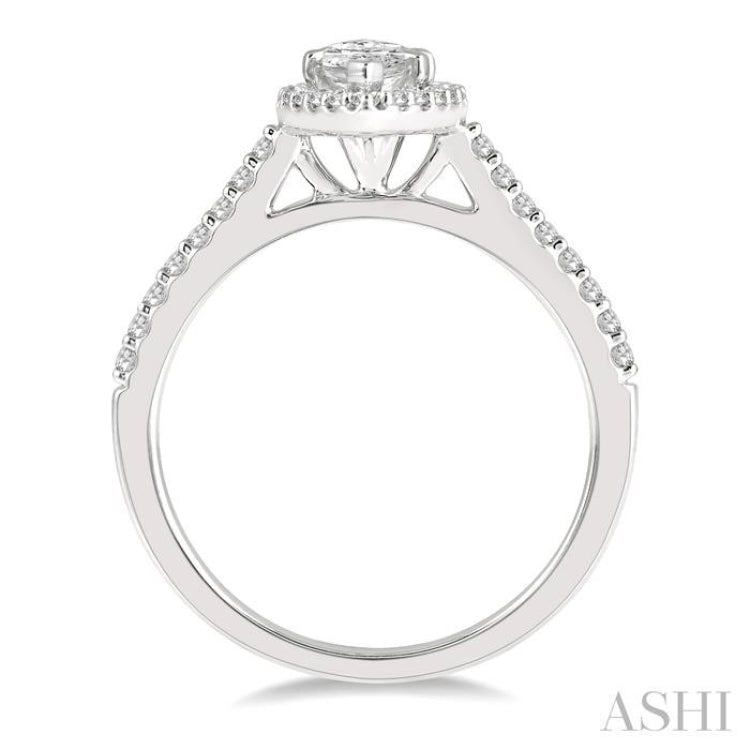 1/4 Ctw Marquise Shape Round Cut Diamond Semi Mount Engagement Ring in 14K White Gold