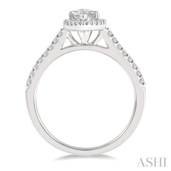 1/4 Ctw Marquise Shape Round Cut Diamond Semi Mount Engagement Ring in 14K White Gold