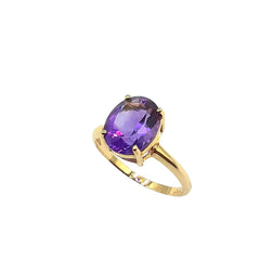 APPRAISED $400- 14KT Yellow Gold Ring with 1 Oval Amethyst (10x8) Set in 4 Prongs