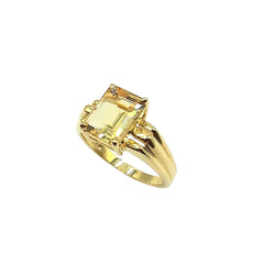 APPRAISED $625- 14KT Yellow Gold Ring with 1 Emerald Cut Citrine Center Stone (9x7)
