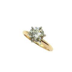 APPRAISED $6500- 14KT Yellow Gold Engagement Ring with 1 Round Brilliant Diamond Center Stone -EST-1.27CT (6.94-6.97-4.24)