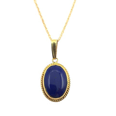 APPRAISED $550- 14KT Yellow Gold Pendant with 1 Oval Bezel Set Lapis (13x9)