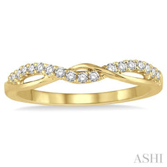 1/5 Ctw Twisted Top Round Cut Diamond Wedding Band in 14K Yellow Gold