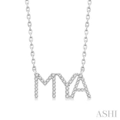 1/8 Ctw 'MYA' Block Name Round Cut Diamond Necklace in 10K White Gold