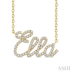 1/5 Ctw 'Ella' Script Name Round Cut Diamond Necklace in 10K Yellow Gold
