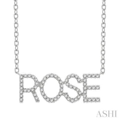 1/6 Ctw 'ROSE' Block Name Round Cut Diamond Necklace in 10K White Gold
