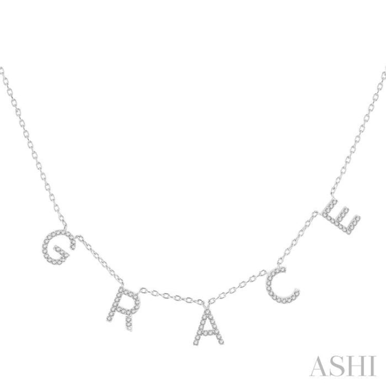1/5 Ctw 'GRACE' Space Name Diamond Necklace in 10K White Gold